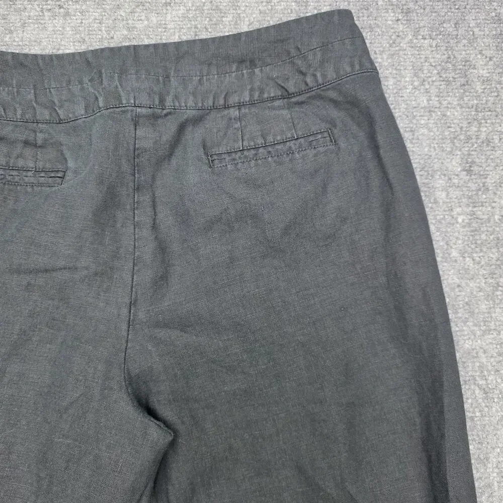 J Jill Pants Womens Petite 10 Black Linen Wide Leg Dress Trousers Casual Summer - Picture 15 of 16